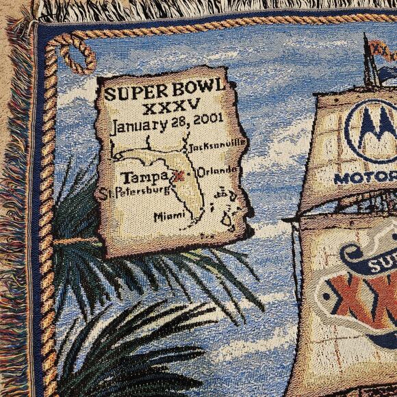 Vintage Northwest Co Super Bowl XXXV 35 Tapestry Throw Blanket Y2K Nautical Wall - Picture 5 of 12